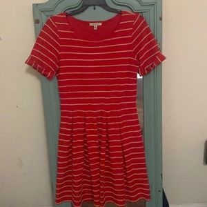 Anthropologie Bordeaux Red Scalloped Dress